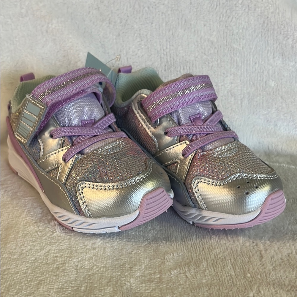 Stride Rite Silver and Purple Sneakers for Active Play